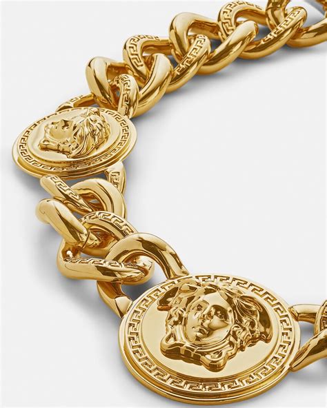 versace 3 medusa gold chain necklace|versace medusa medallion necklace.